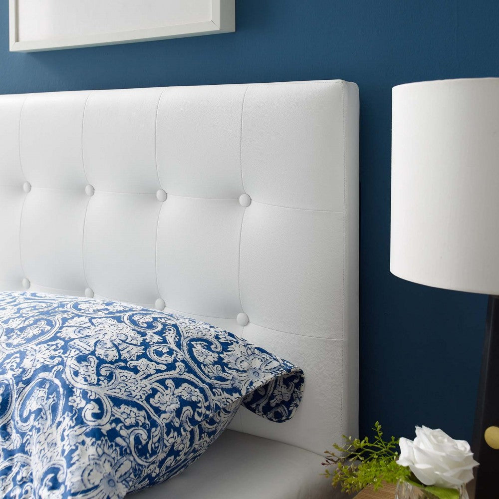 Emily Twin Upholstered Vinyl Headboard, White