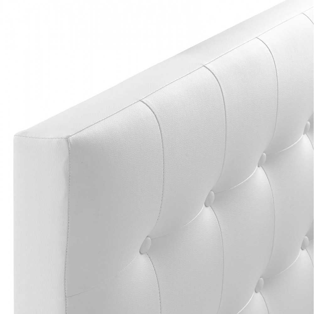 Emily Twin Upholstered Vinyl Headboard, White