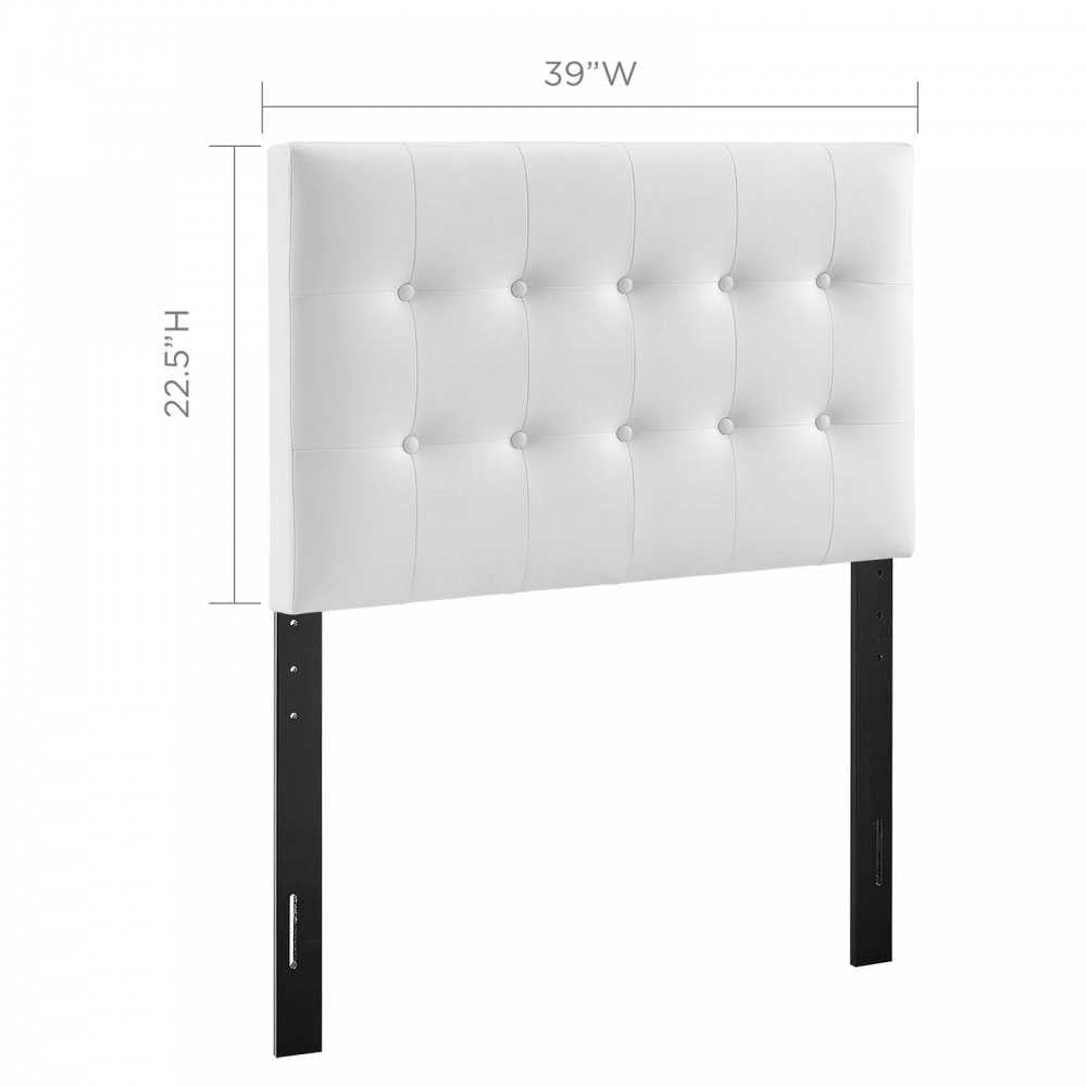 Emily Twin Upholstered Vinyl Headboard, White