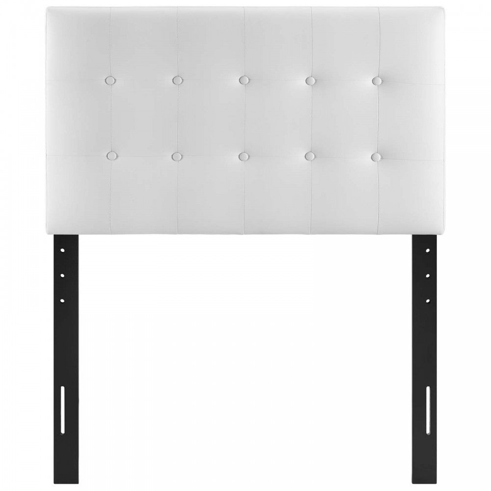 Emily Twin Upholstered Vinyl Headboard, White