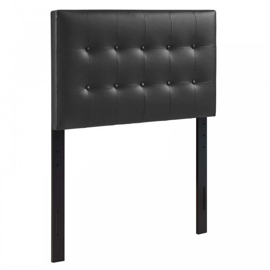 Emily Twin Upholstered Vinyl Headboard, Black