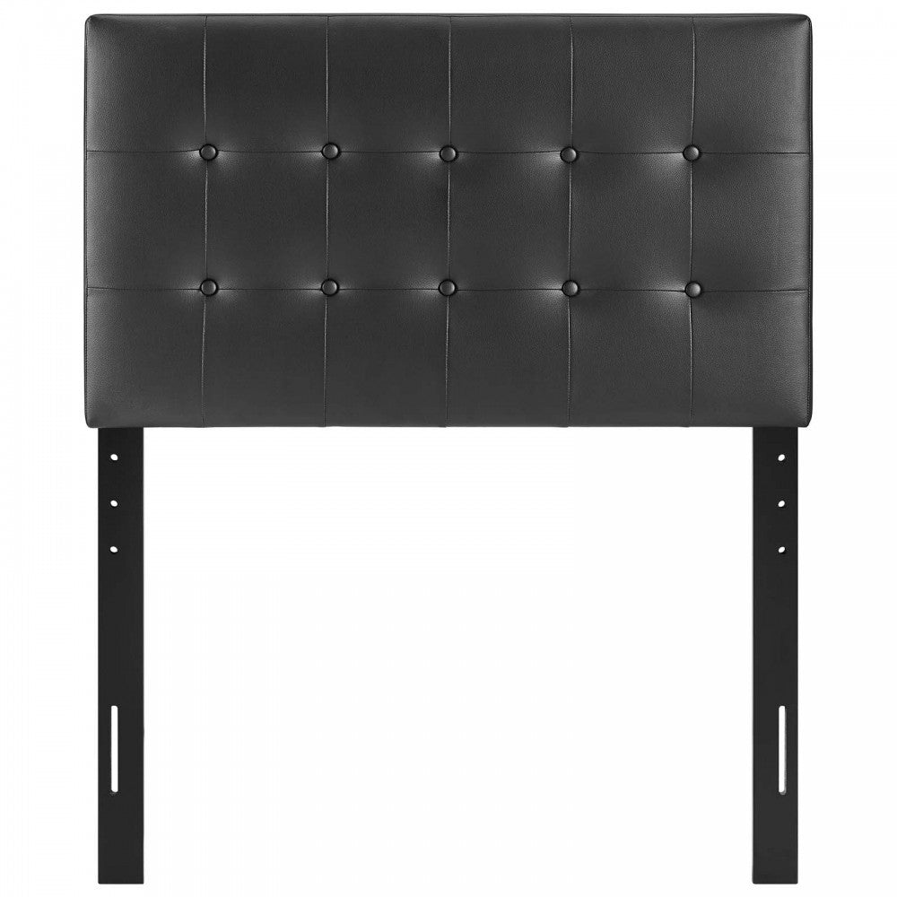 Emily Twin Upholstered Vinyl Headboard, Black