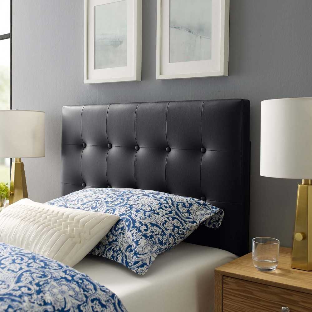 Emily Twin Upholstered Vinyl Headboard, Black