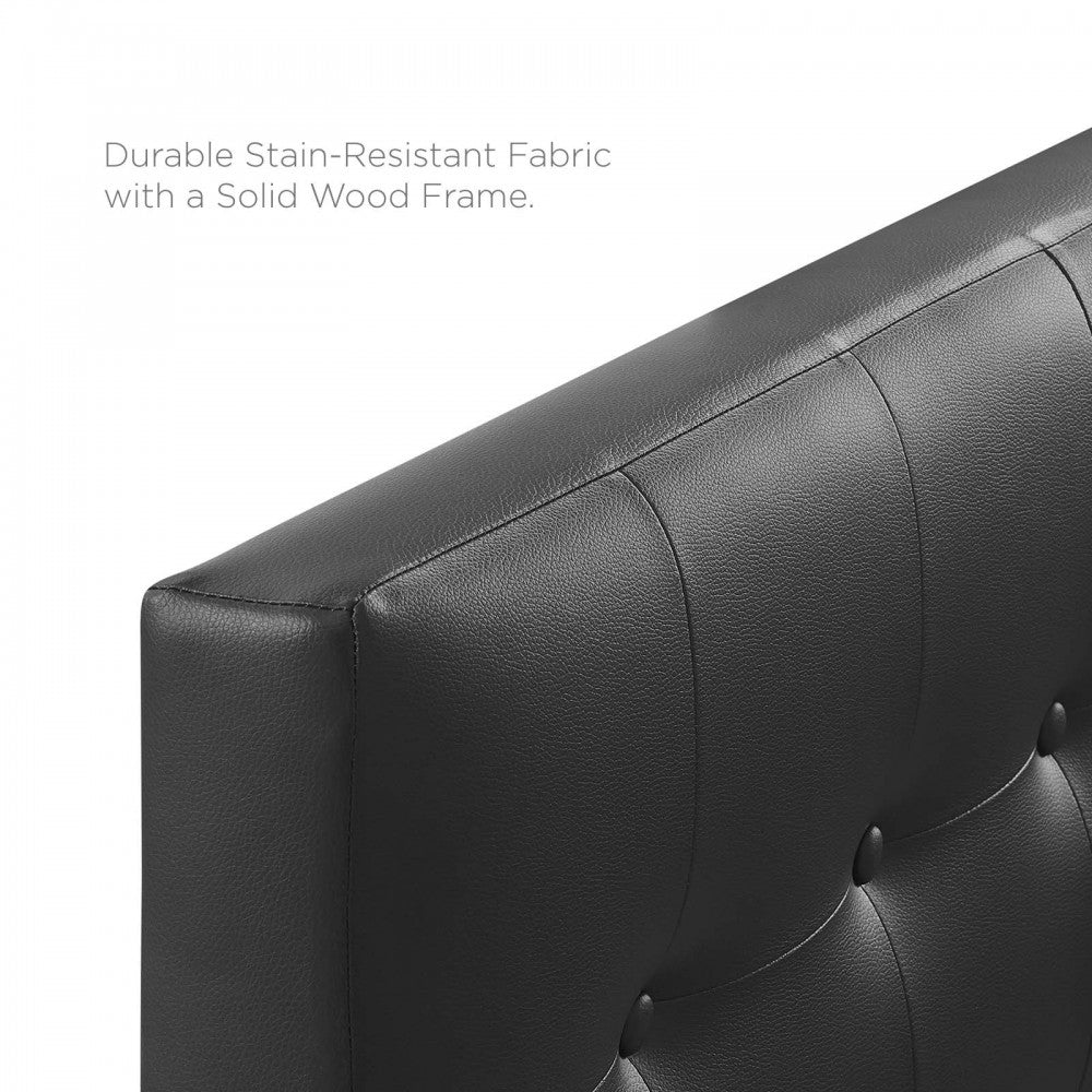 Emily Twin Upholstered Vinyl Headboard, Black