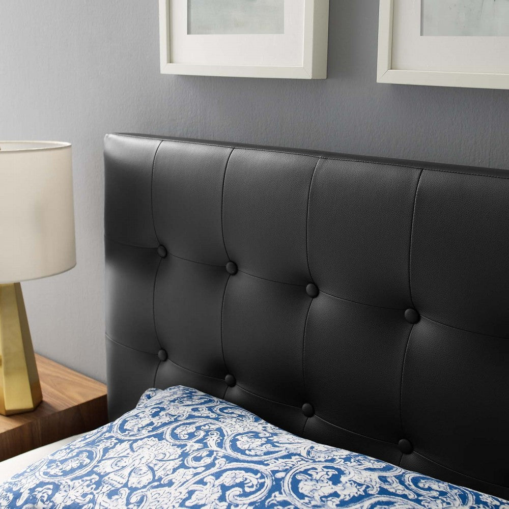 Emily Twin Upholstered Vinyl Headboard, Black