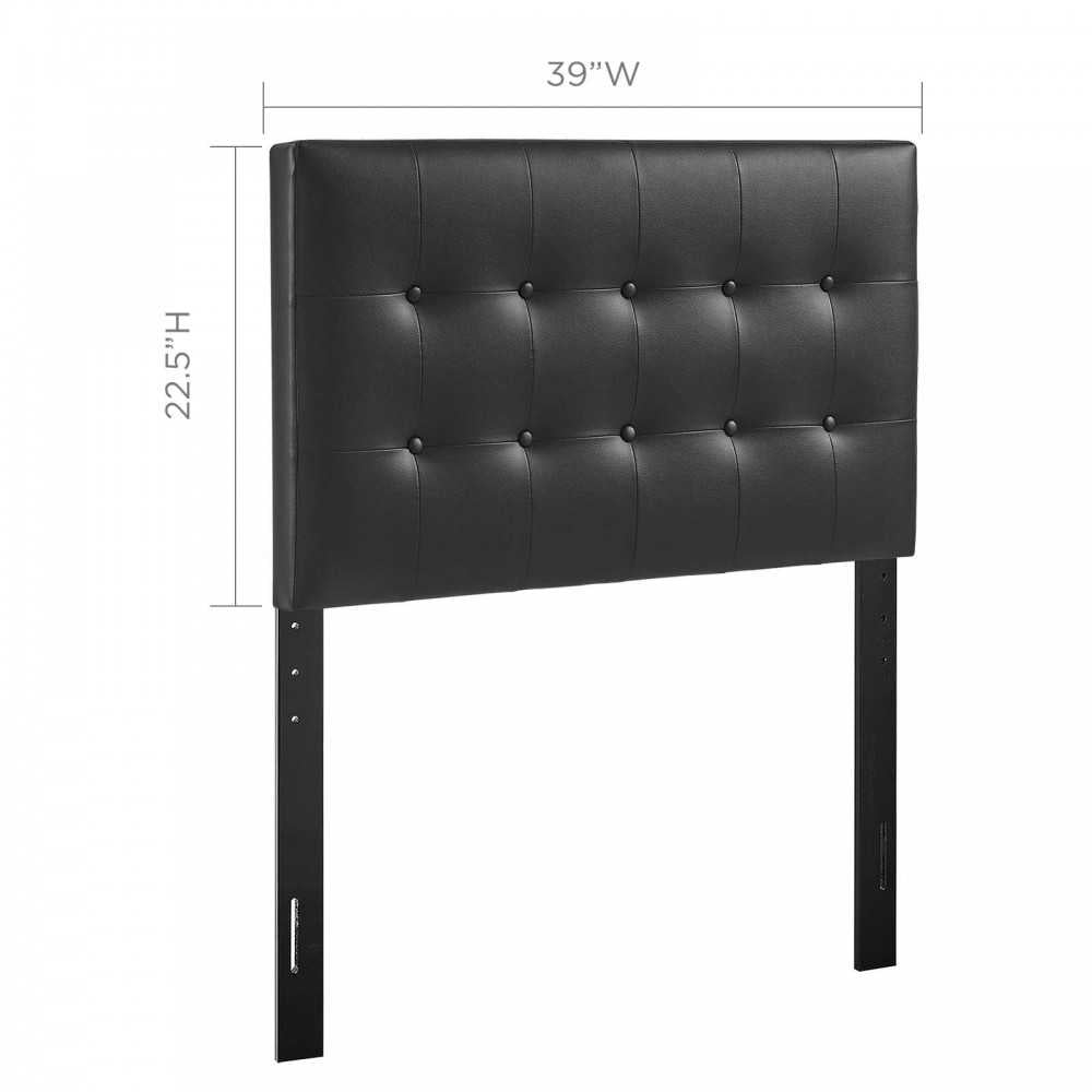 Emily Twin Upholstered Vinyl Headboard, Black