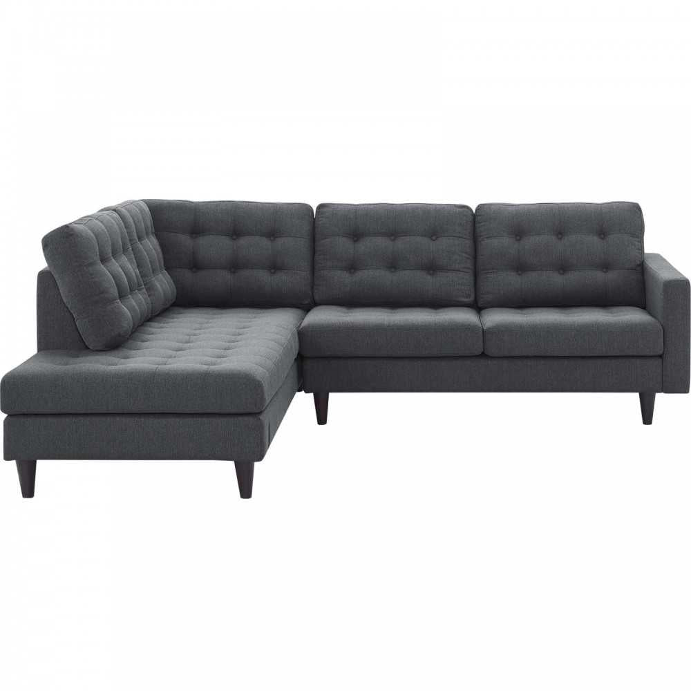 Empress 2 Piece Upholstered Fabric Left Facing Bumper Sectional, Gray