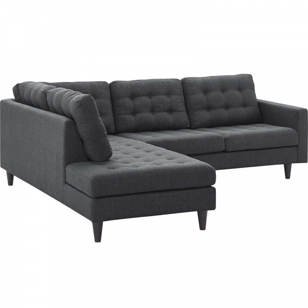 Empress 2 Piece Upholstered Fabric Left Facing Bumper Sectional, Gray