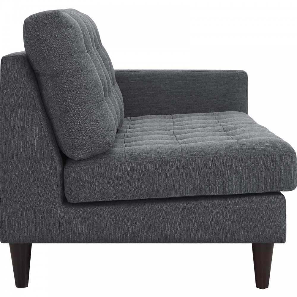 Empress 2 Piece Upholstered Fabric Left Facing Bumper Sectional, Gray