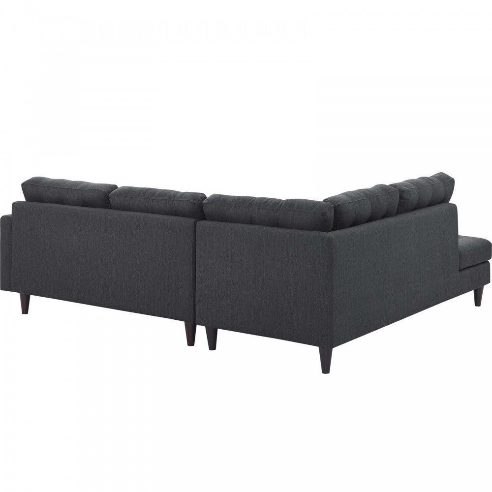 Empress 2 Piece Upholstered Fabric Left Facing Bumper Sectional, Gray