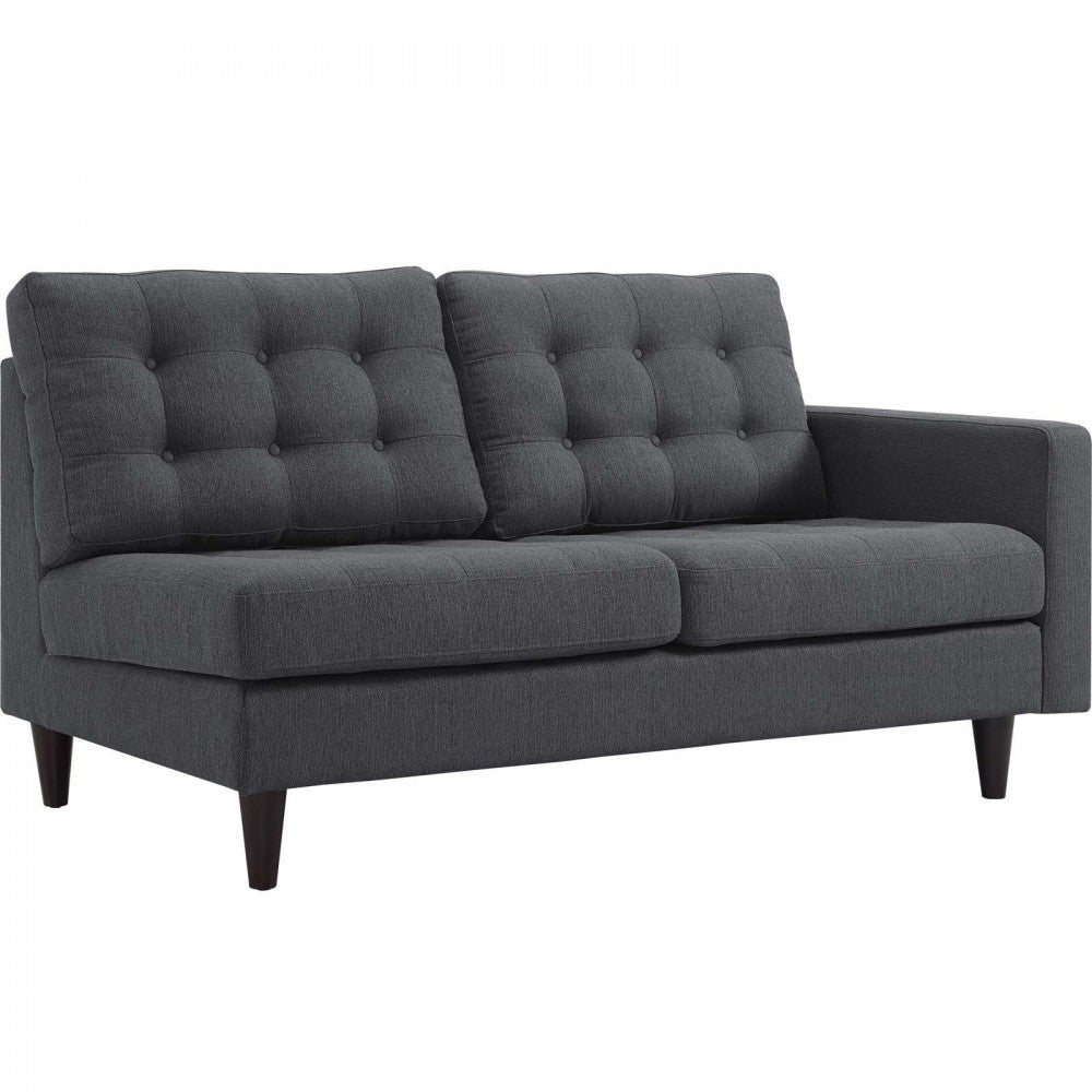 Empress 2 Piece Upholstered Fabric Left Facing Bumper Sectional, Gray