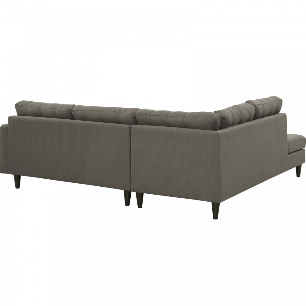 Empress 2 Piece Upholstered Fabric Left Facing Bumper Sectional, Granite