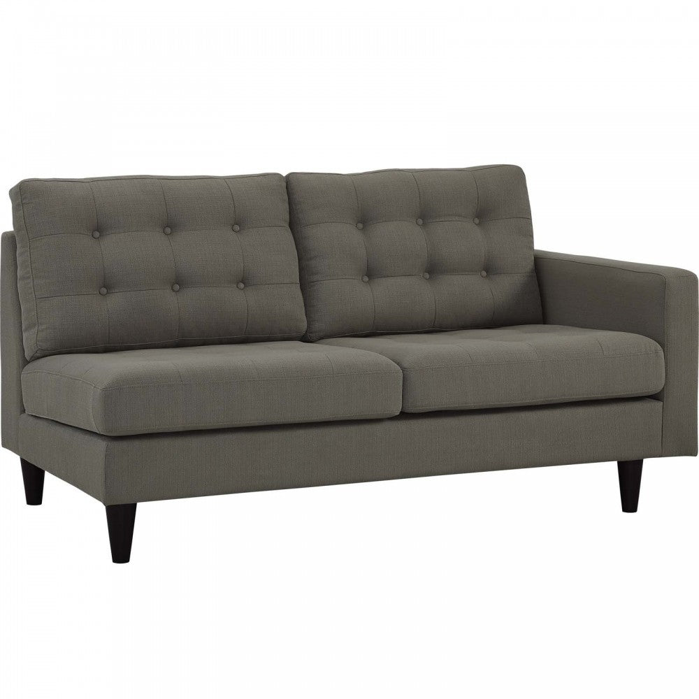 Empress 2 Piece Upholstered Fabric Left Facing Bumper Sectional, Granite