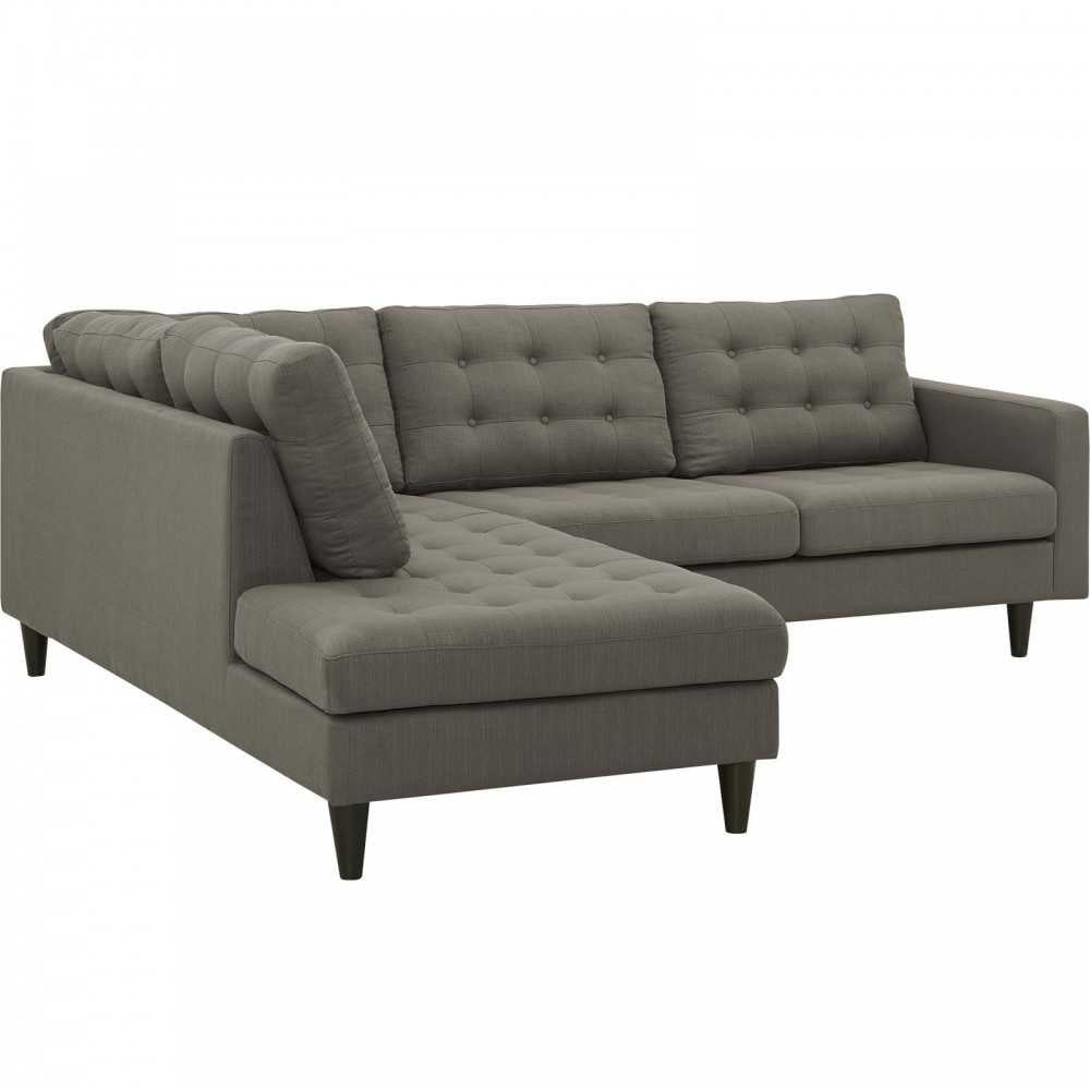 Empress 2 Piece Upholstered Fabric Left Facing Bumper Sectional, Granite
