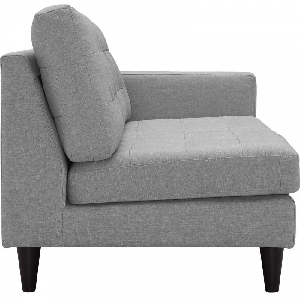 Empress 2 Piece Upholstered Fabric Left Facing Bumper Sectional, Light Gray