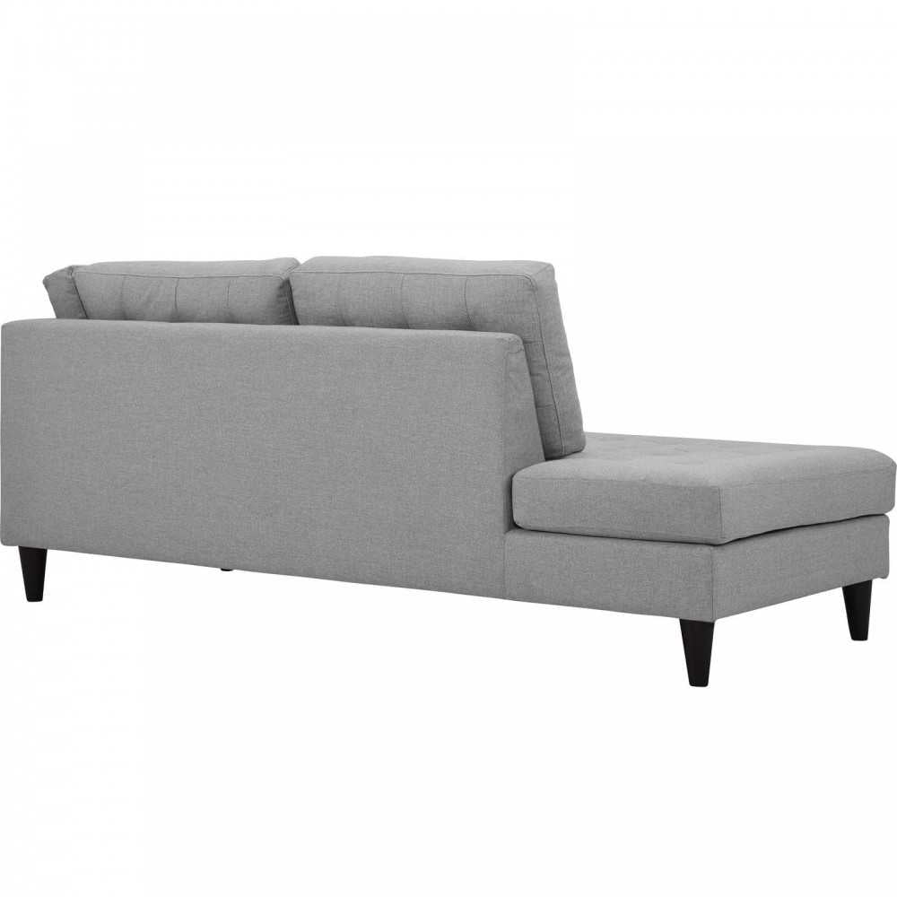 Empress 2 Piece Upholstered Fabric Left Facing Bumper Sectional, Light Gray
