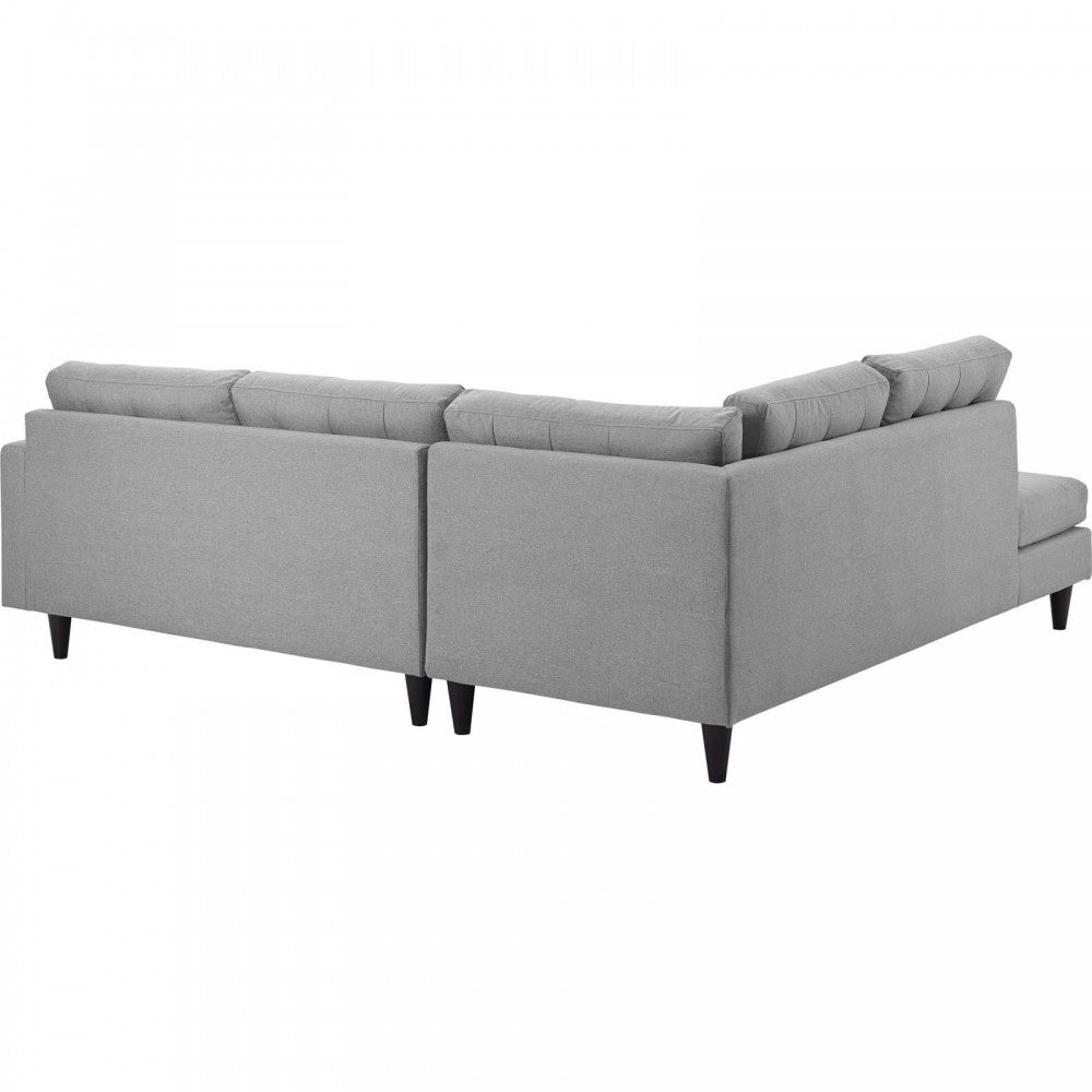 Empress 2 Piece Upholstered Fabric Left Facing Bumper Sectional, Light Gray