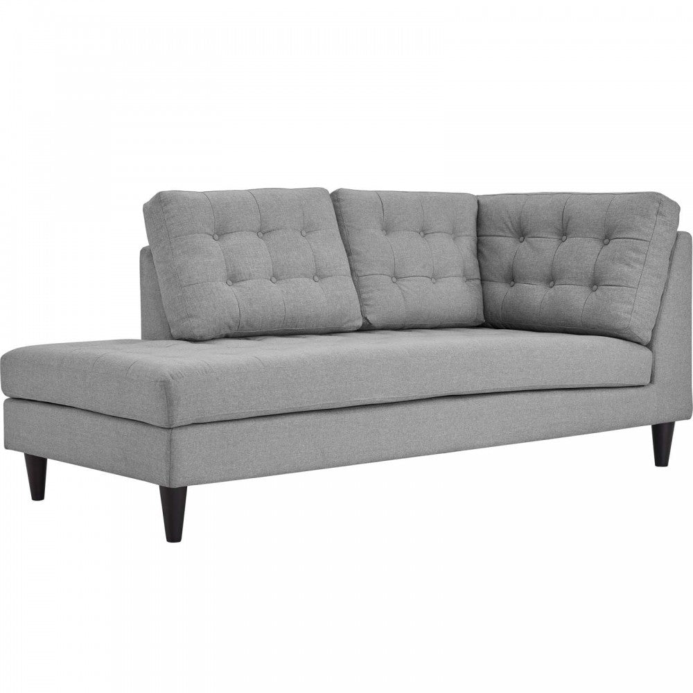 Empress 2 Piece Upholstered Fabric Left Facing Bumper Sectional, Light Gray