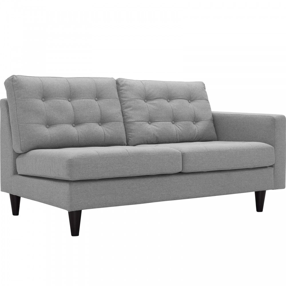 Empress 2 Piece Upholstered Fabric Left Facing Bumper Sectional, Light Gray