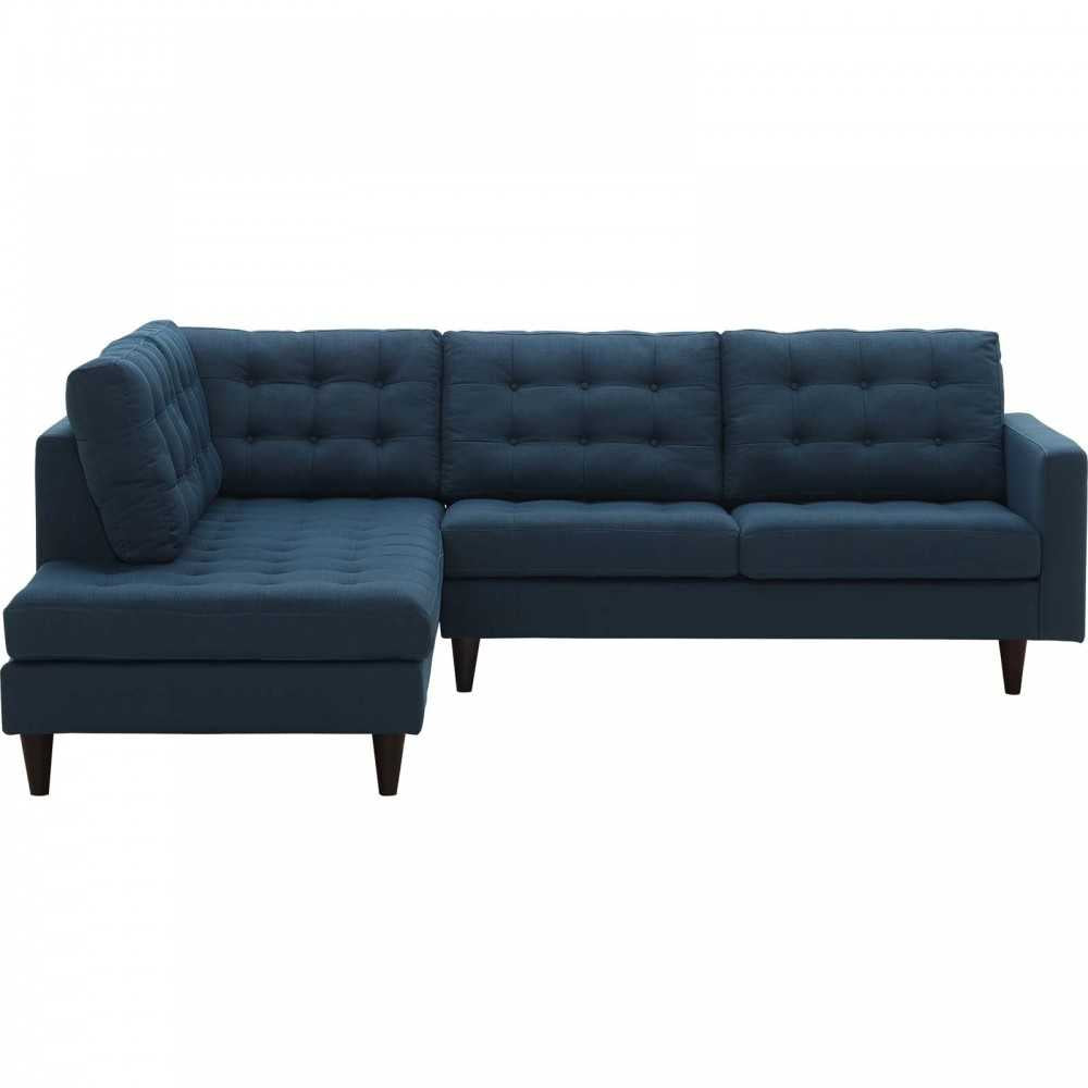 Empress 2 Piece Upholstered Fabric Left Facing Bumper Sectional, Azure