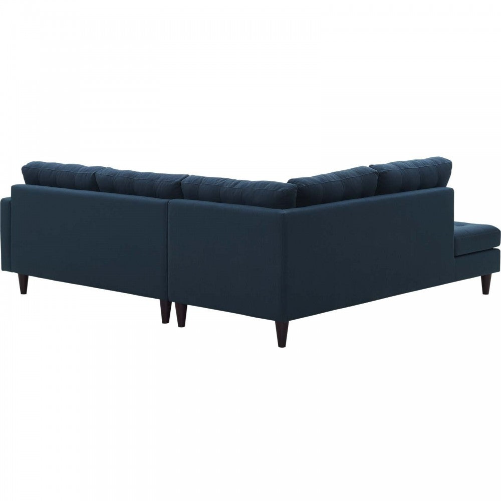 Empress 2 Piece Upholstered Fabric Left Facing Bumper Sectional, Azure