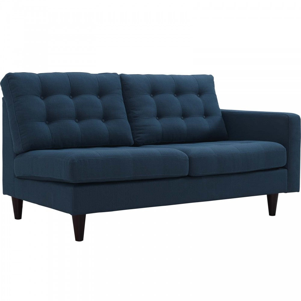 Empress 2 Piece Upholstered Fabric Left Facing Bumper Sectional, Azure