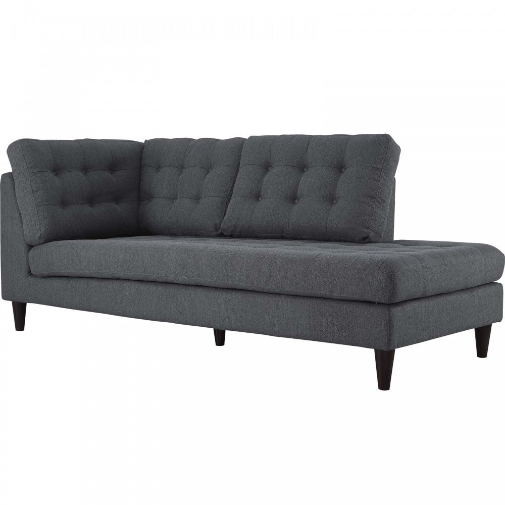 Empress 2 Piece Upholstered Fabric Right Facing Bumper Sectional, Gray
