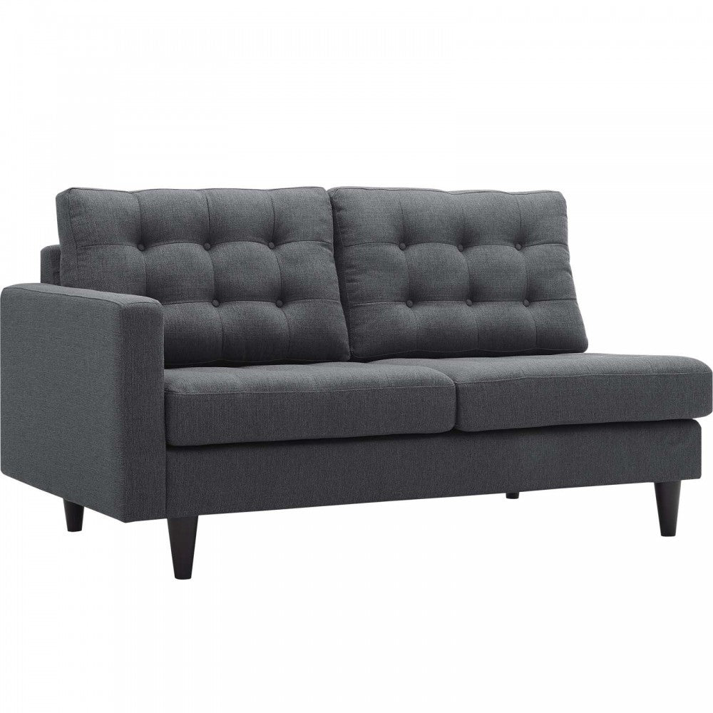 Empress 2 Piece Upholstered Fabric Right Facing Bumper Sectional, Gray