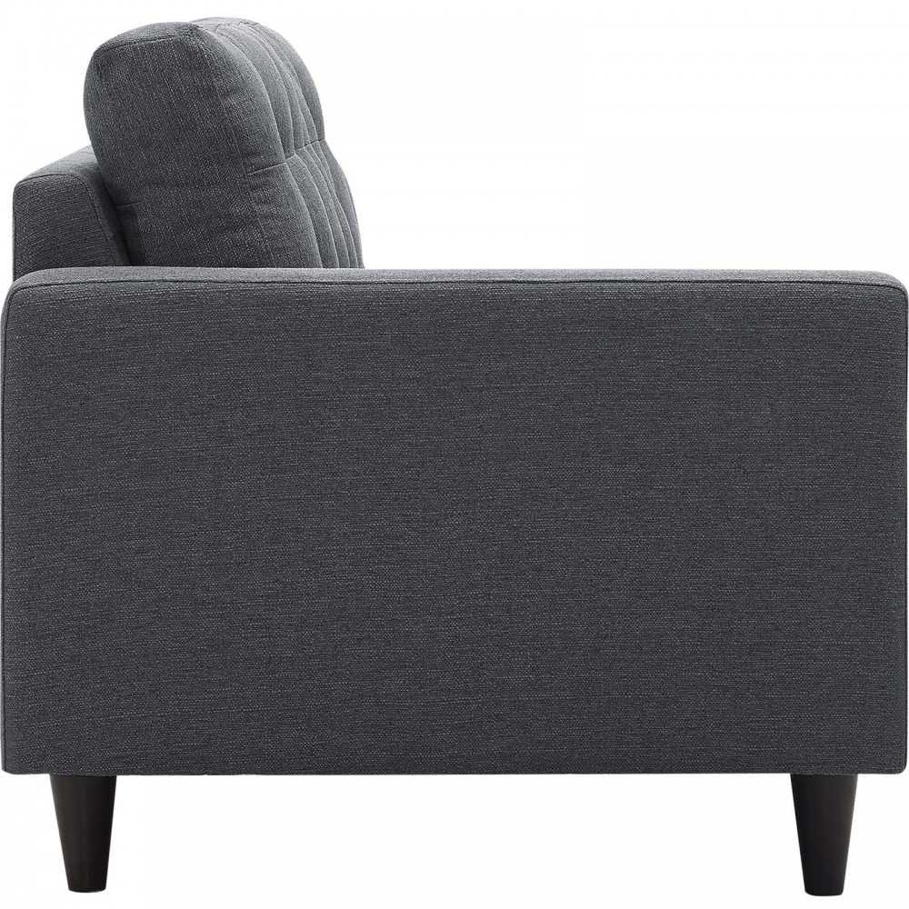 Empress 2 Piece Upholstered Fabric Right Facing Bumper Sectional, Gray