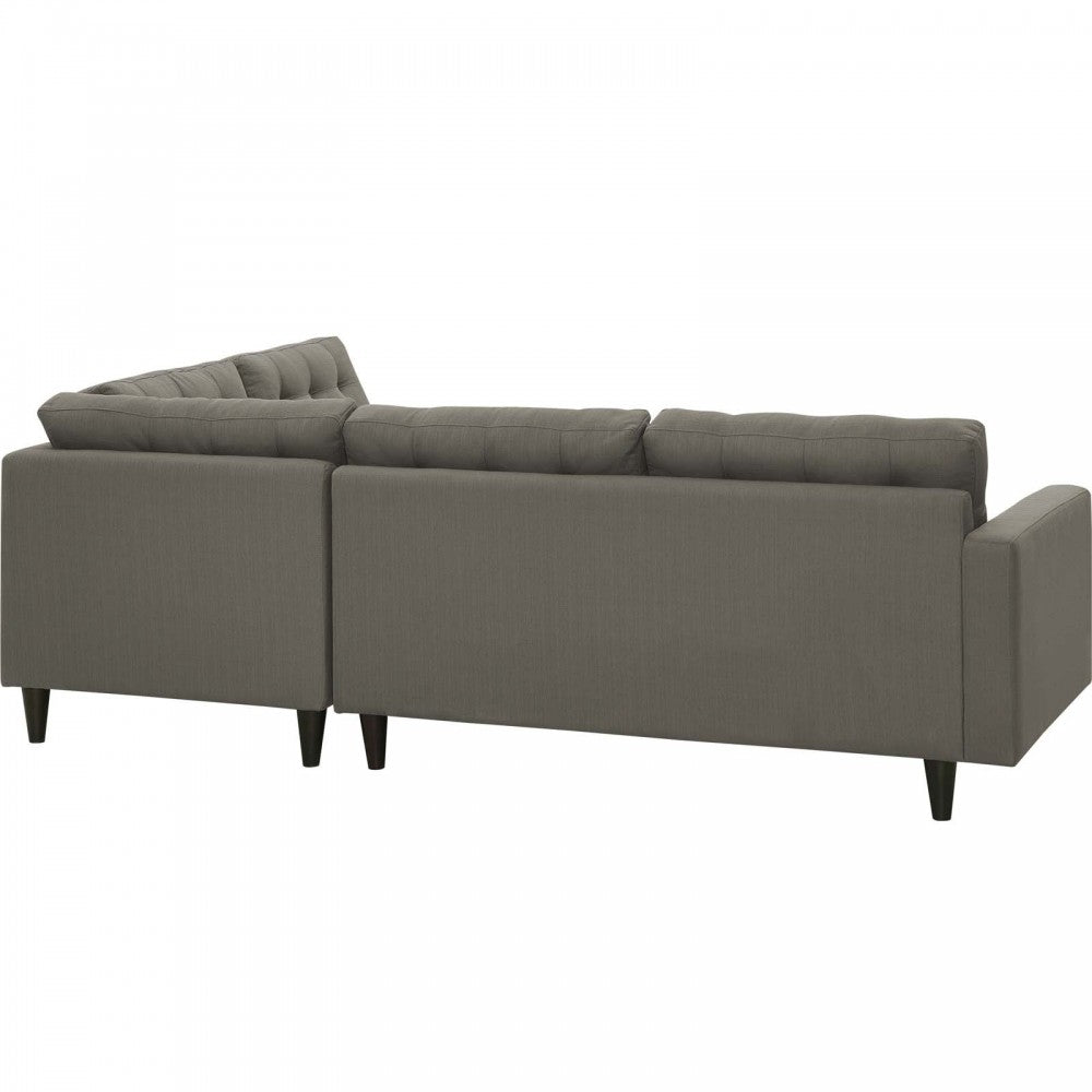 Empress 2 Piece Upholstered Fabric Right Facing Bumper Sectional, Granite