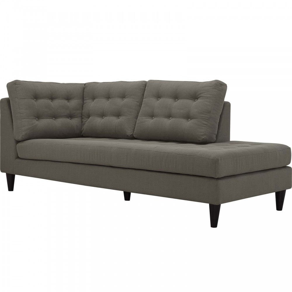 Empress 2 Piece Upholstered Fabric Right Facing Bumper Sectional, Granite