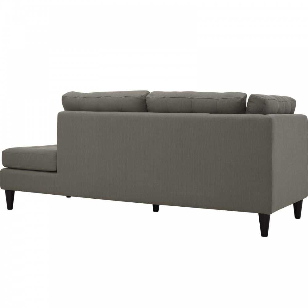 Empress 2 Piece Upholstered Fabric Right Facing Bumper Sectional, Granite