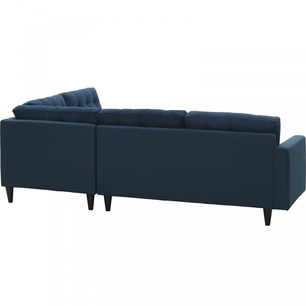 Empress 2 Piece Upholstered Fabric Right Facing Bumper Sectional, Azure