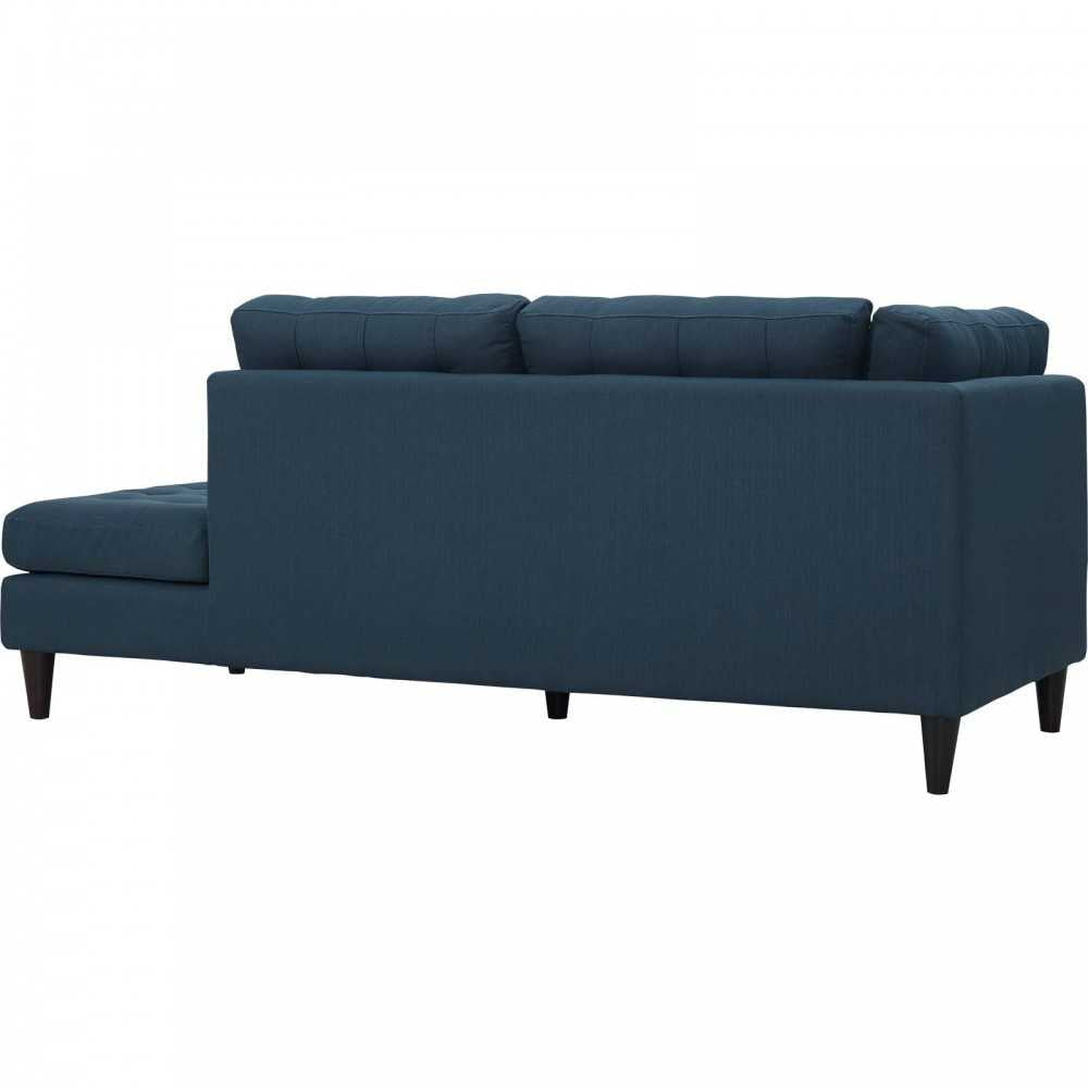 Empress 2 Piece Upholstered Fabric Right Facing Bumper Sectional, Azure