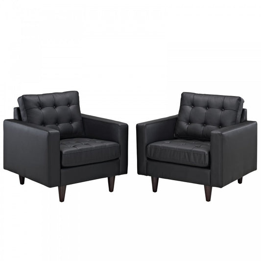 Empress Armchair Leather Set of 2, Black
