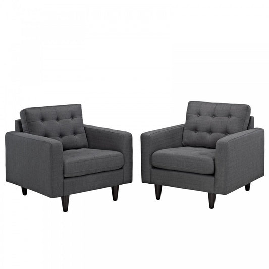 Empress Armchair Upholstered Fabric Set of 2, Gray