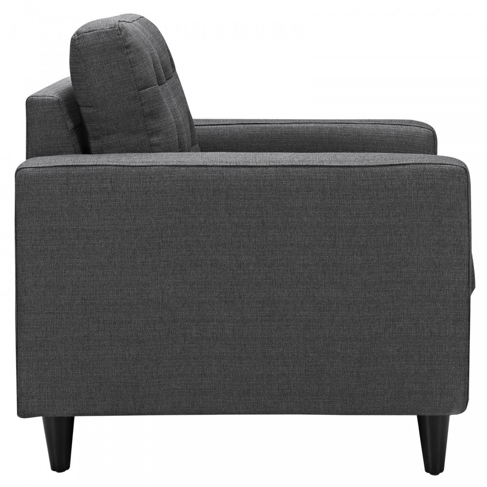 Empress Armchair Upholstered Fabric Set of 2, Gray