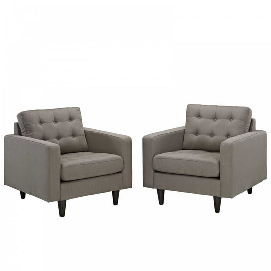Empress Armchair Upholstered Fabric Set of 2, Granite