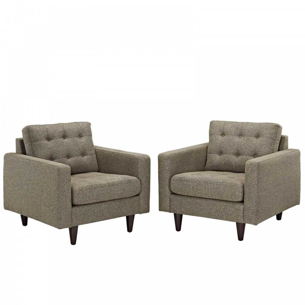 Empress Armchair Upholstered Fabric Set of 2, Oatmeal