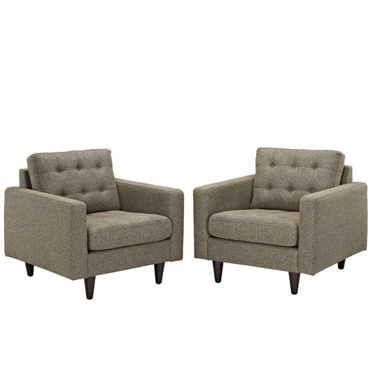 Empress Armchair Upholstered Fabric Set of 2, Oatmeal