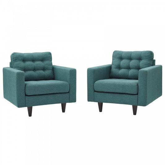 Empress Armchair Upholstered Fabric Set of 2, Teal