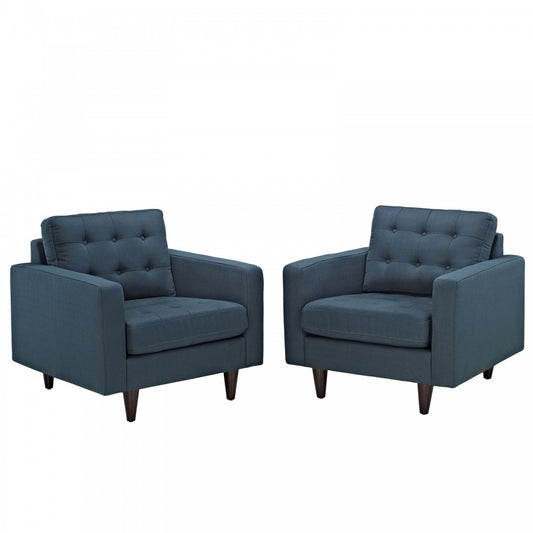 Empress Armchair Upholstered Fabric Set of 2, Azure