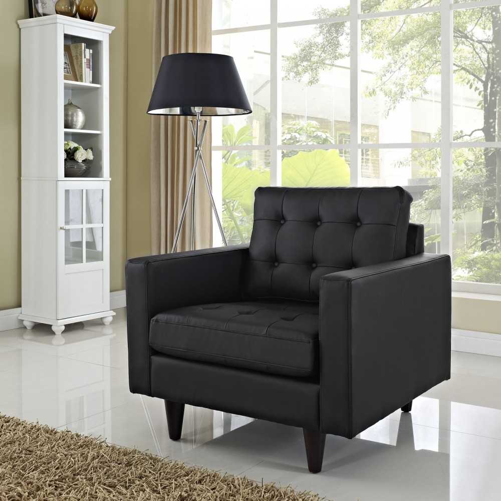 Empress Bonded Leather Armchair, Black