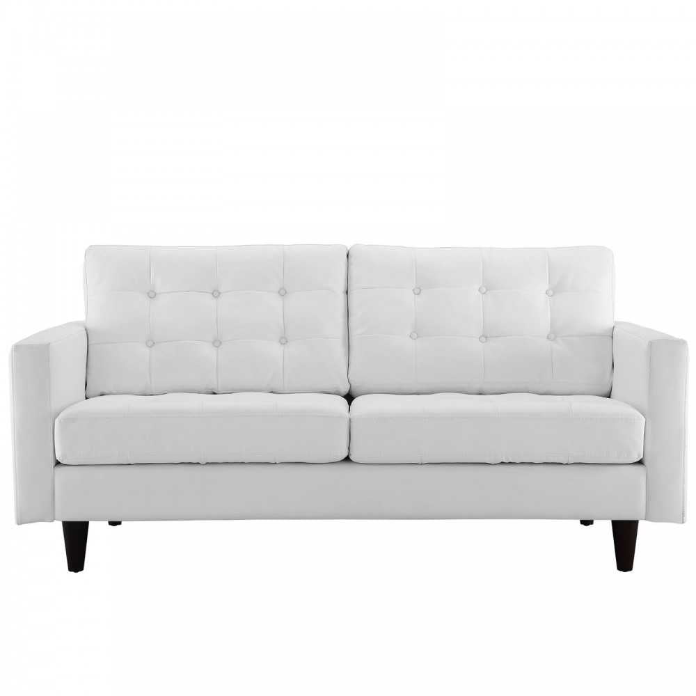 Empress Bonded Leather Loveseat, White