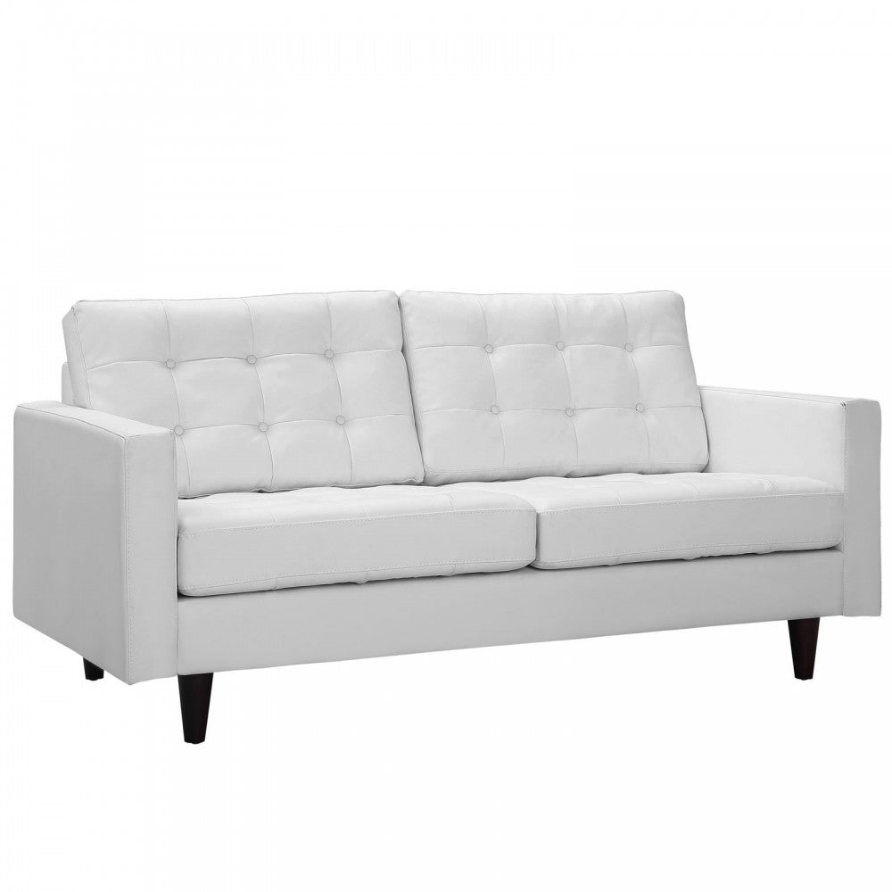 Empress Bonded Leather Loveseat, White