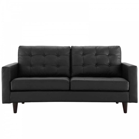 Empress Bonded Leather Loveseat, Black