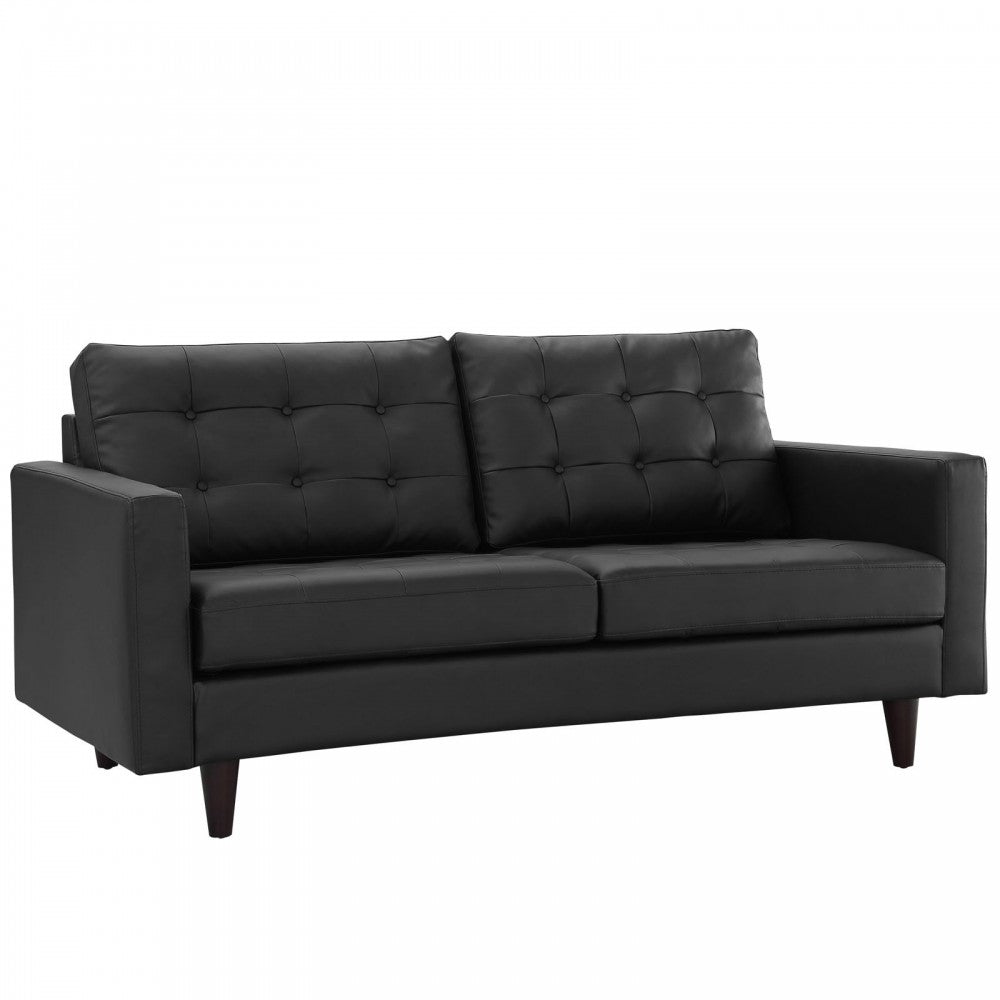 Empress Bonded Leather Loveseat, Black