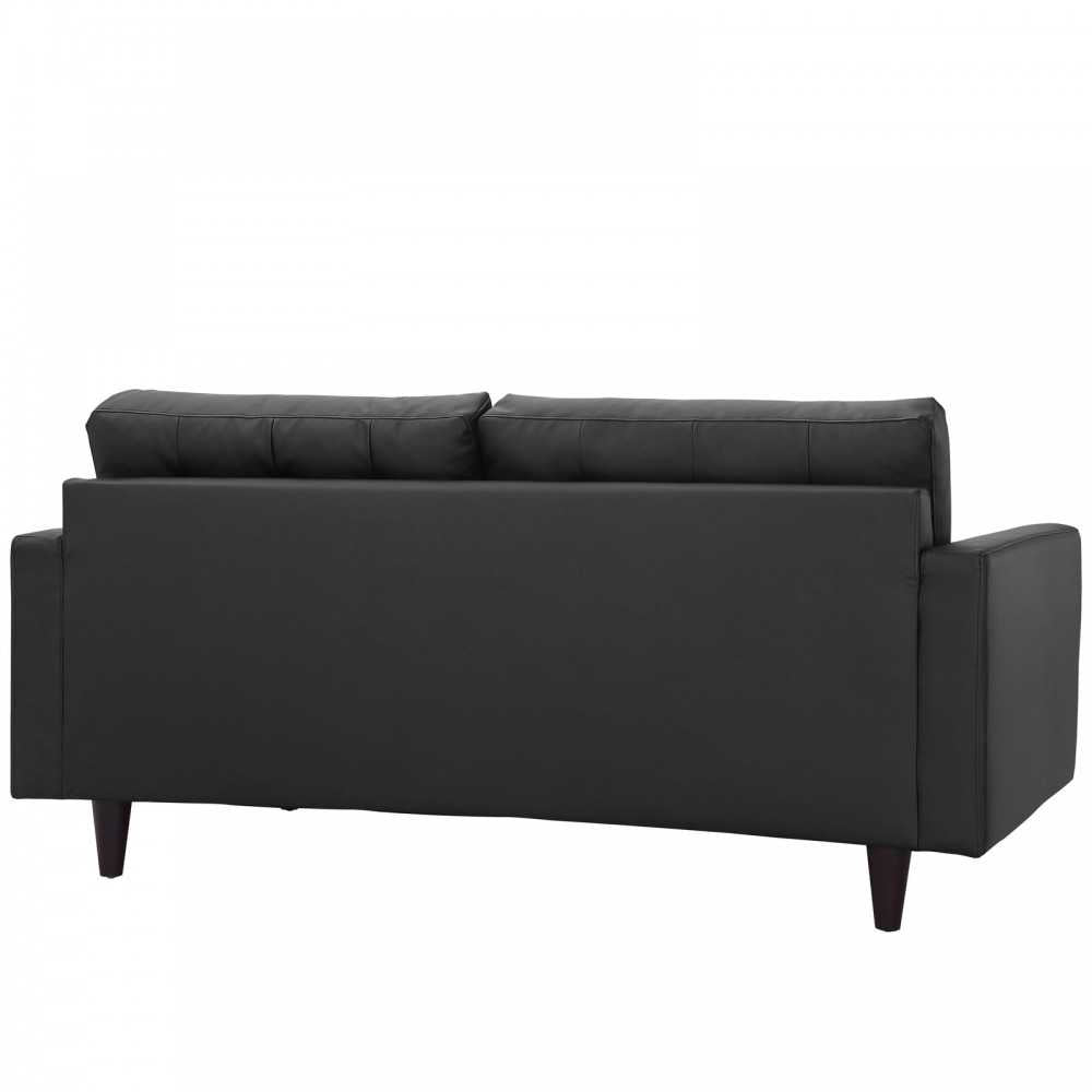 Empress Bonded Leather Loveseat, Black