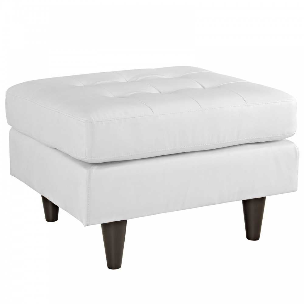 Empress Bonded Leather Ottoman, White