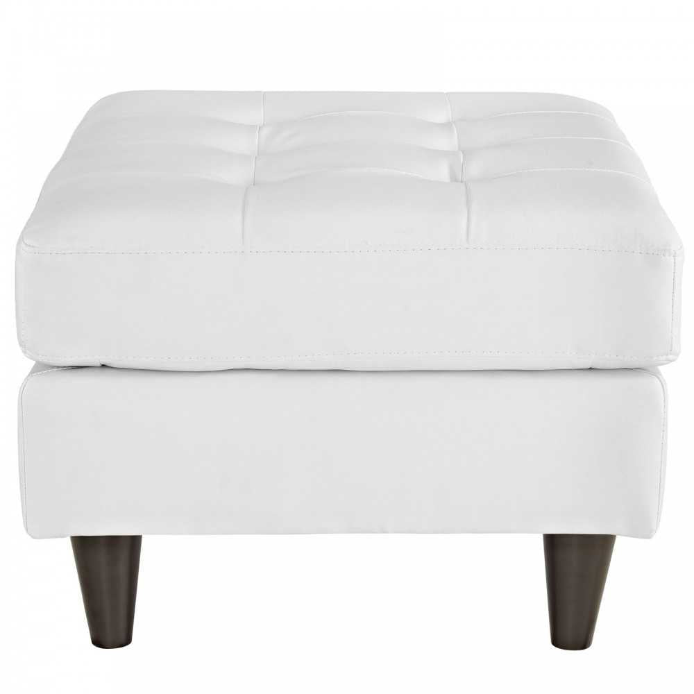 Empress Bonded Leather Ottoman, White